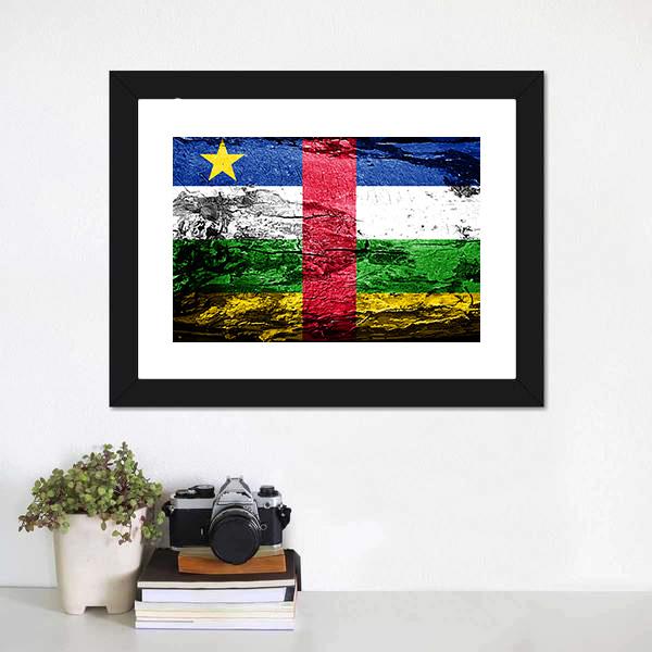 Central African Republic Flag Canvas Wall Art-1 Piece-Framed Print-20" x 16"-Tiaracle