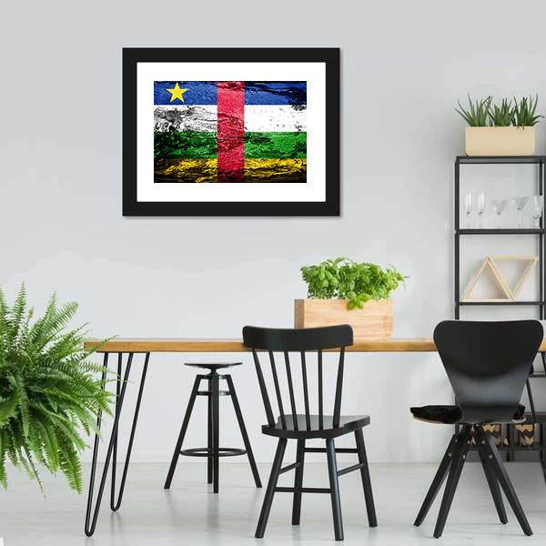 Central African Republic Flag Canvas Wall Art-3 Horizontal-Gallery Wrap-25" x 16"-Tiaracle