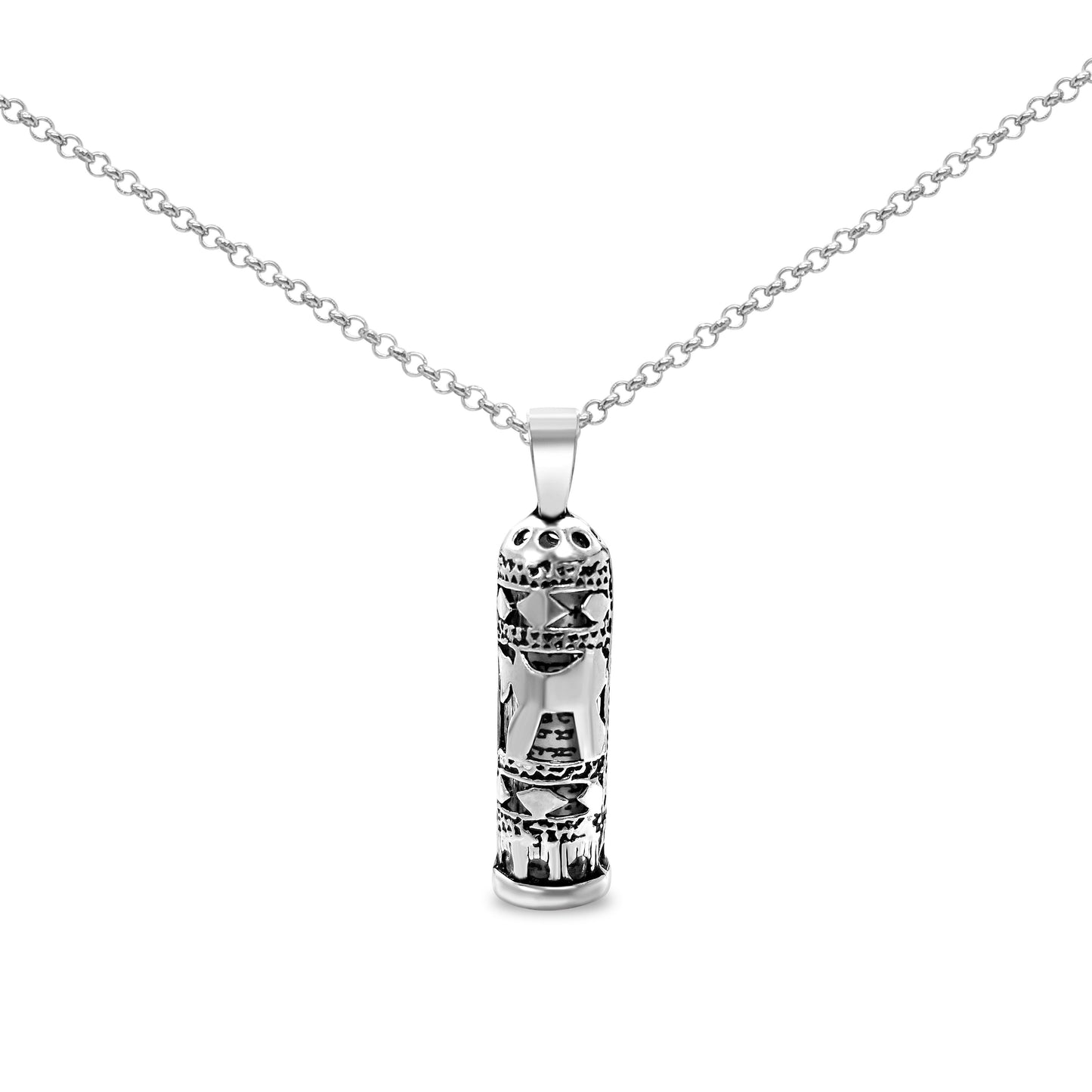 Mezuzah Jewelry with Chai Symbol and Chain in Sterling Silver
