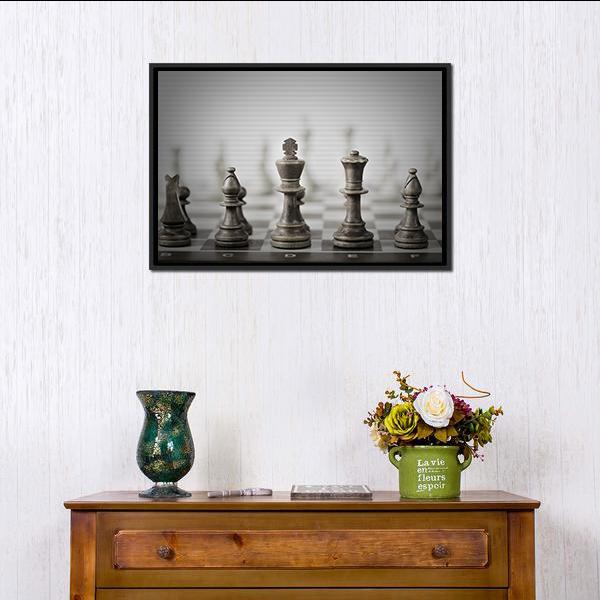 Chess Game Abstract Canvas Wall Art-1 Piece-Floating Frame-24" x 16"-Tiaracle