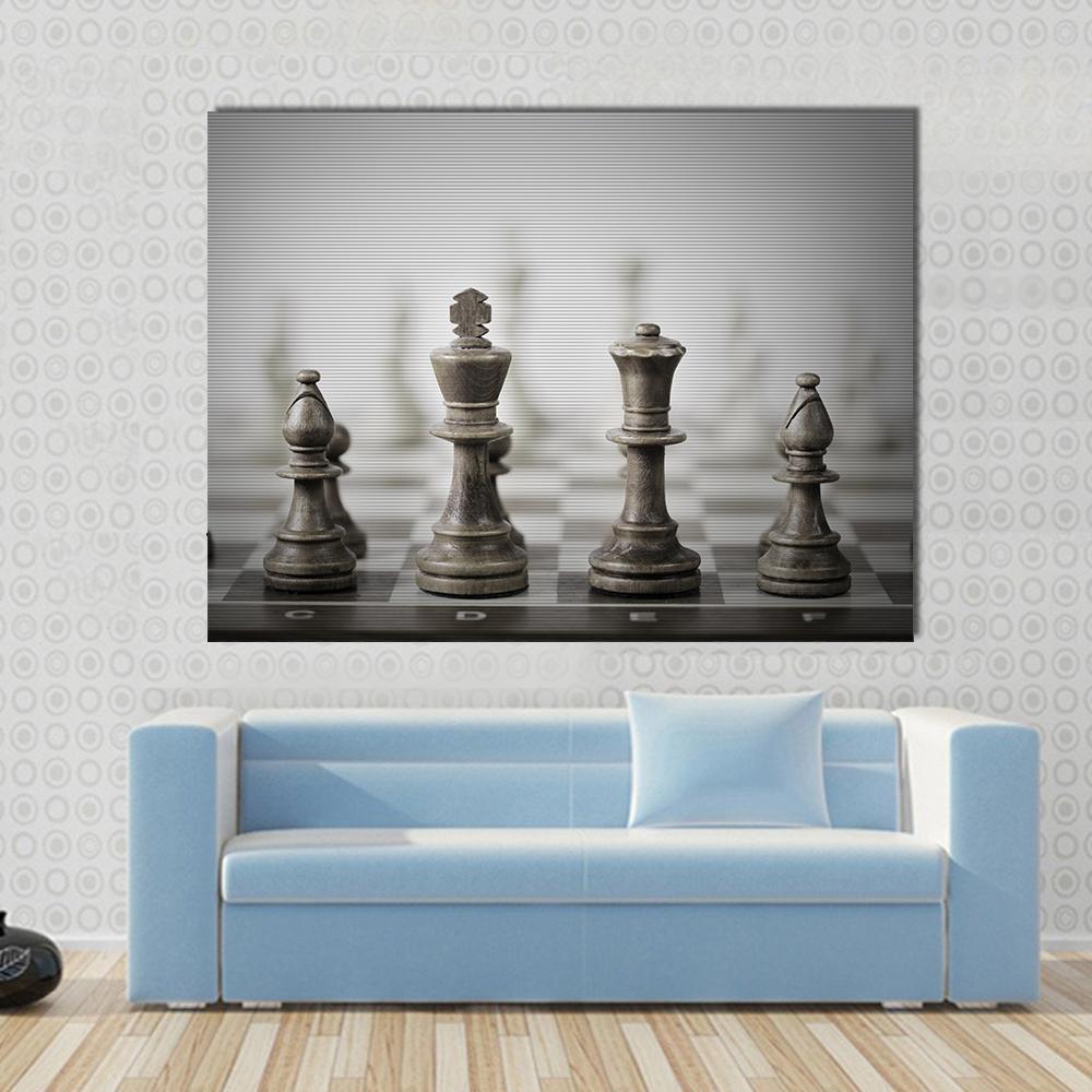 Chess Game Abstract Canvas Wall Art-1 Piece-Gallery Wrap-48" x 32"-Tiaracle