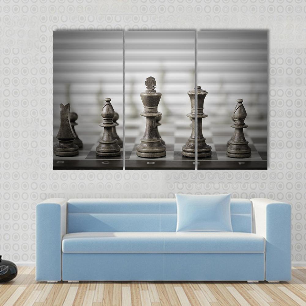 Chess Game Abstract Canvas Wall Art-3 Horizontal-Gallery Wrap-37" x 24"-Tiaracle