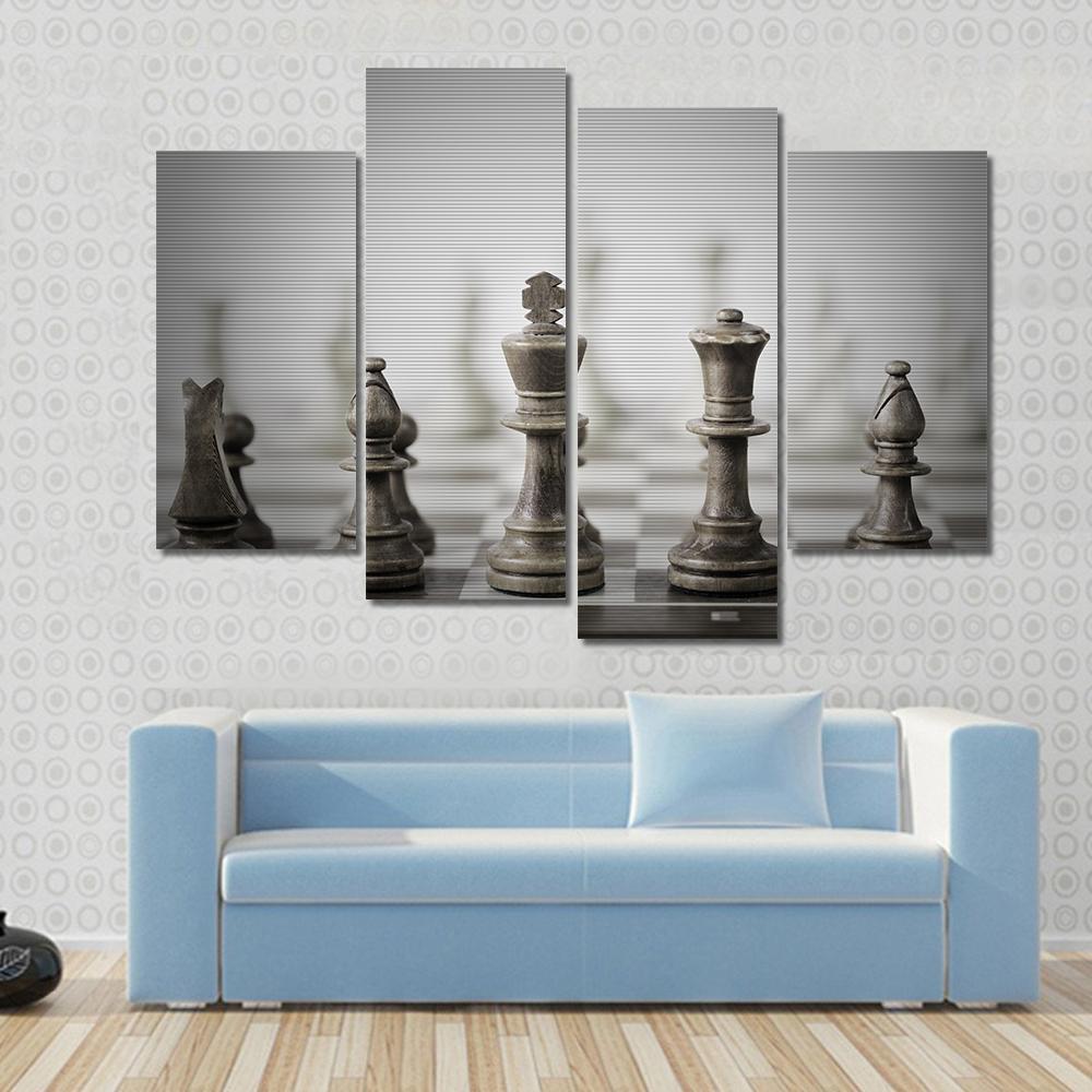 Chess Game Abstract Canvas Wall Art-4 Pop-Gallery Wrap-50" x 32"-Tiaracle