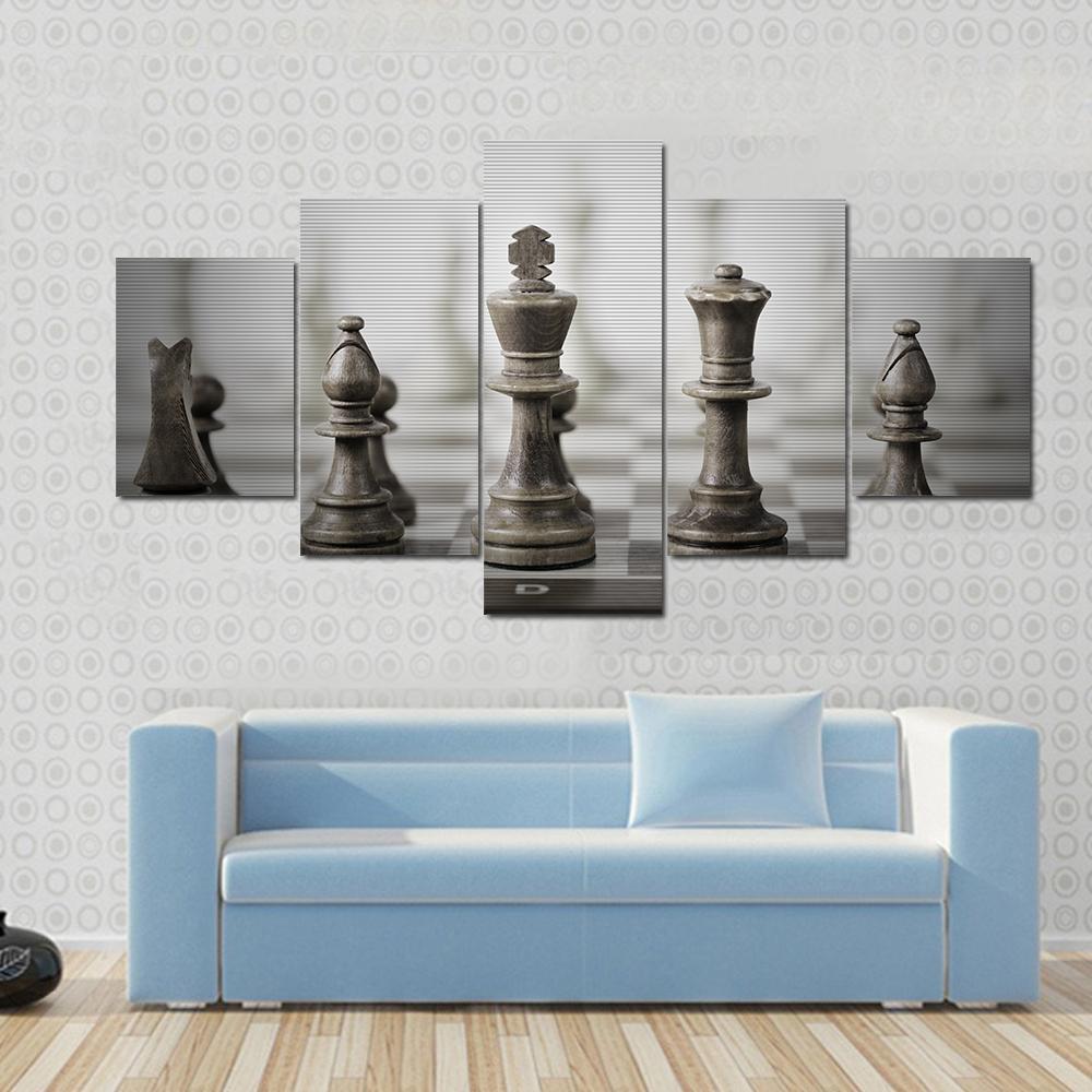 Chess Game Abstract Canvas Wall Art-5 Star-Gallery Wrap-62" x 32"-Tiaracle