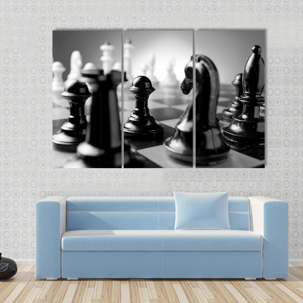 Chess Board Canvas Wall Art-3 Horizontal-Gallery Wrap-37" x 24"-Tiaracle