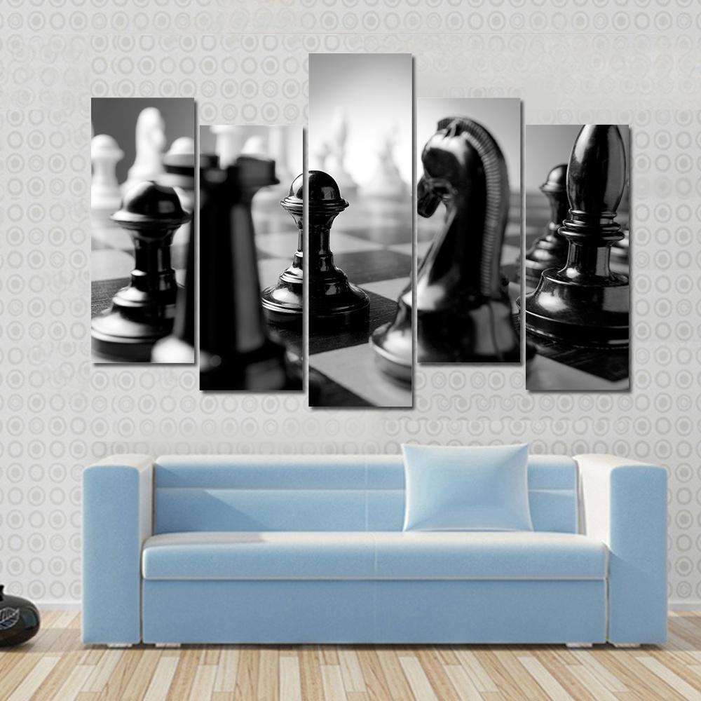 Chess Board Canvas Wall Art-5 Pop-Gallery Wrap-47" x 32"-Tiaracle