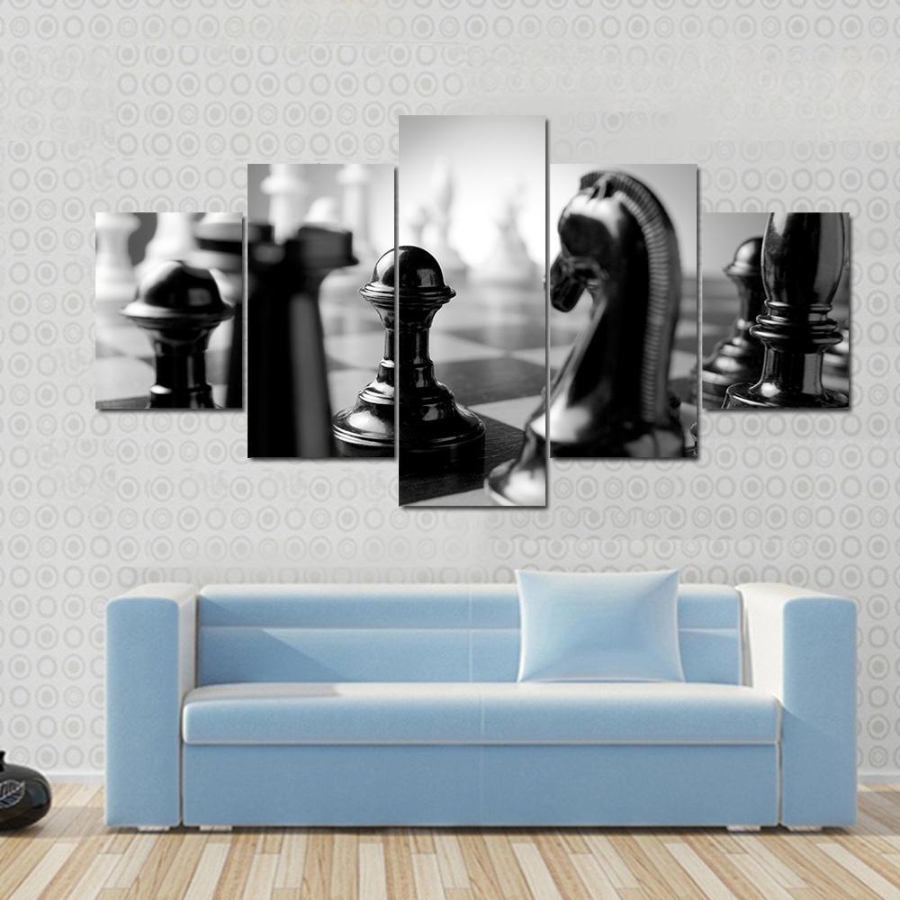 Chess Board Canvas Wall Art-5 Star-Gallery Wrap-62" x 32"-Tiaracle