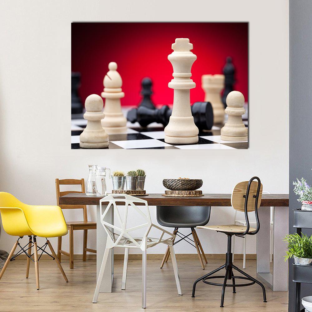 Chess Pieces Canvas Wall Art-1 Piece-Gallery Wrap-48" x 32"-Tiaracle