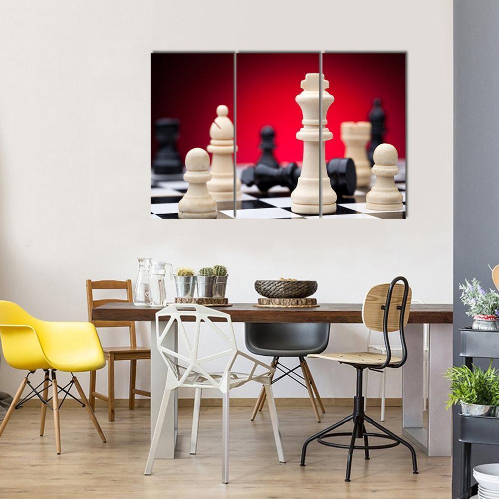 Chess Pieces Canvas Wall Art-3 Horizontal-Gallery Wrap-37" x 24"-Tiaracle