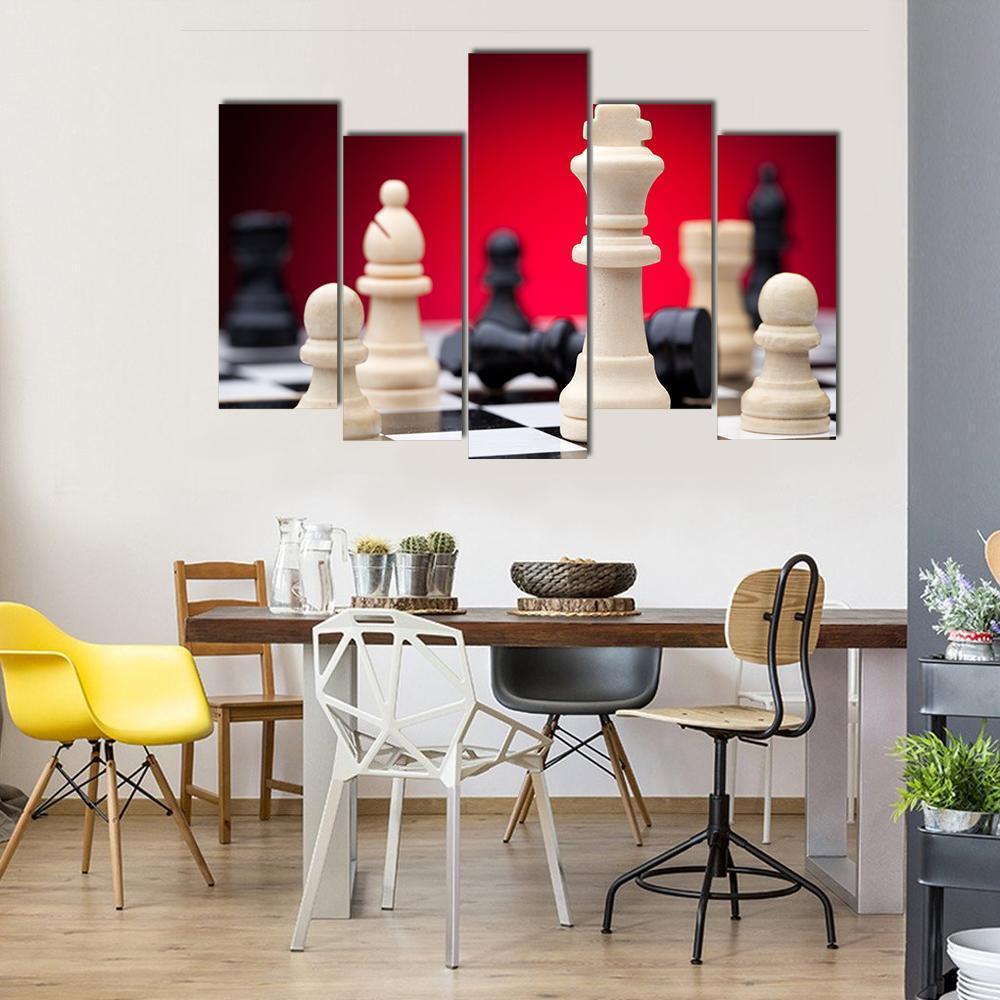 Chess Pieces Canvas Wall Art-5 Pop-Gallery Wrap-47" x 32"-Tiaracle