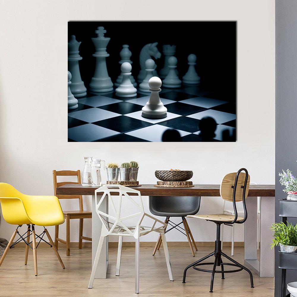 Chess White Go The First Canvas Wall Art-1 Piece-Gallery Wrap-48" x 32"-Tiaracle