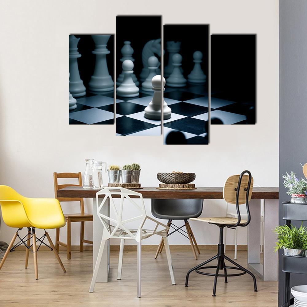 Chess White Go The First Canvas Wall Art-4 Pop-Gallery Wrap-50" x 32"-Tiaracle