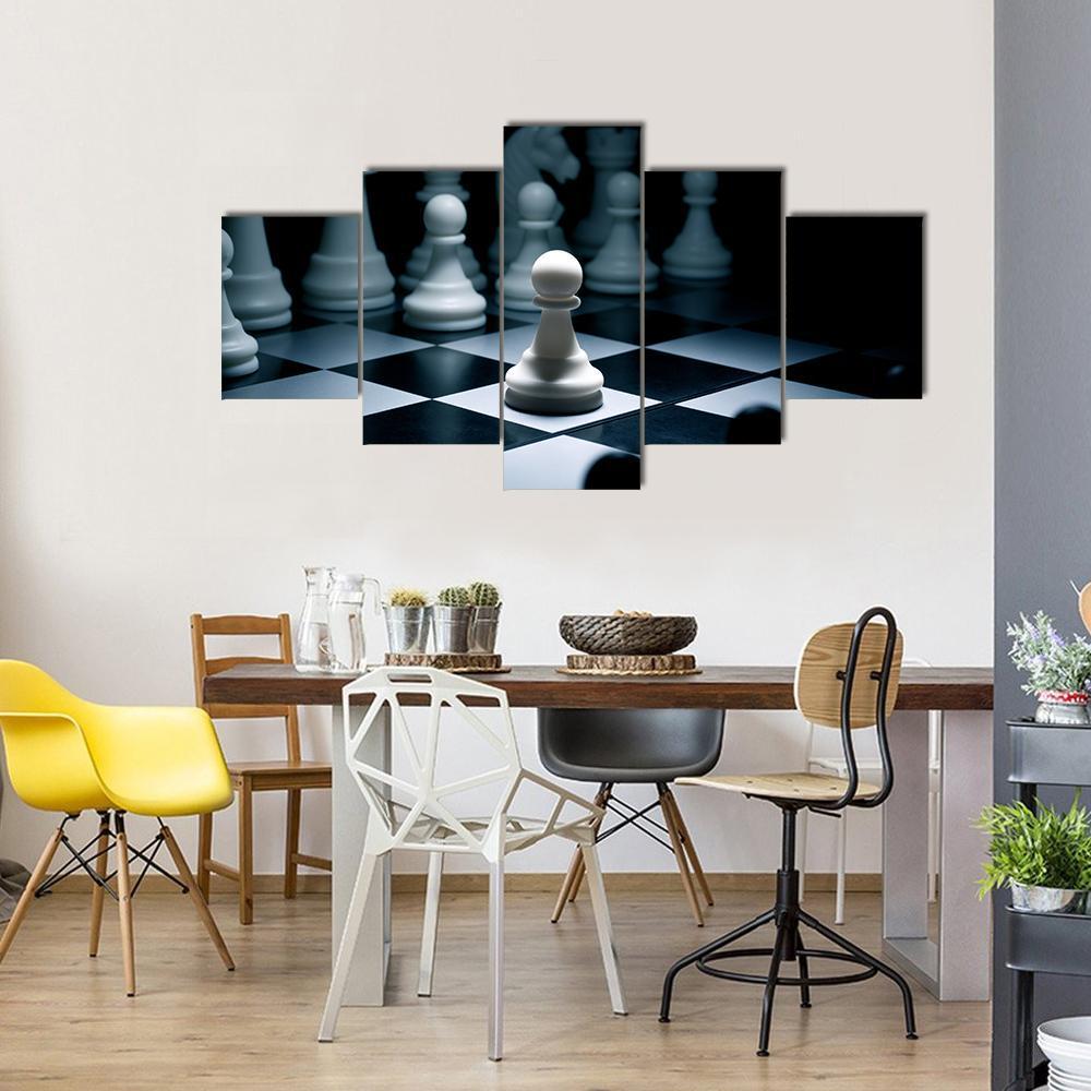 Chess White Go The First Canvas Wall Art-5 Star-Gallery Wrap-62" x 32"-Tiaracle