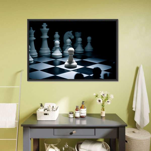 Chess White Go The First Canvas Wall Art-3 Horizontal-Gallery Wrap-25" x 16"-Tiaracle