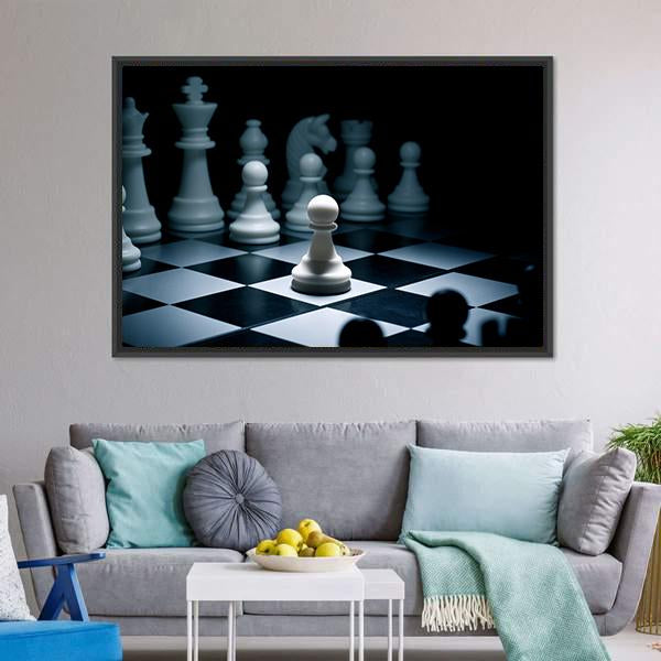 Chess White Go The First Canvas Wall Art-1 Piece-Floating Frame-24" x 16"-Tiaracle