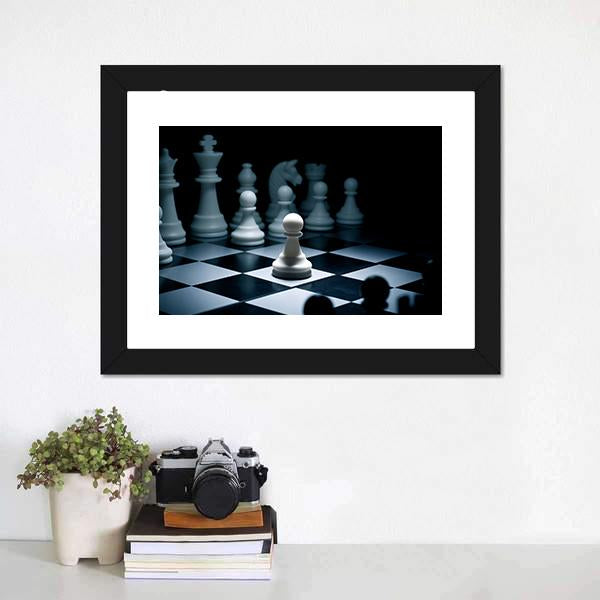 Chess White Go The First Canvas Wall Art-1 Piece-Framed Print-20" x 16"-Tiaracle