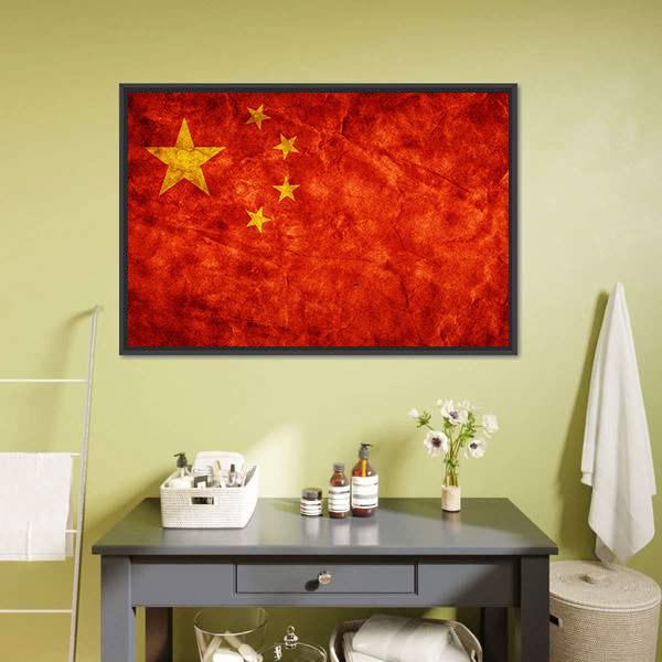 China Grunge Flag Canvas Wall Art-3 Horizontal-Gallery Wrap-25" x 16"-Tiaracle