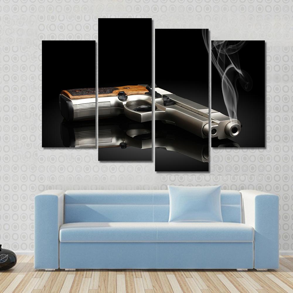 Chromed Handgun Canvas Wall Art-4 Pop-Gallery Wrap-50" x 32"-Tiaracle