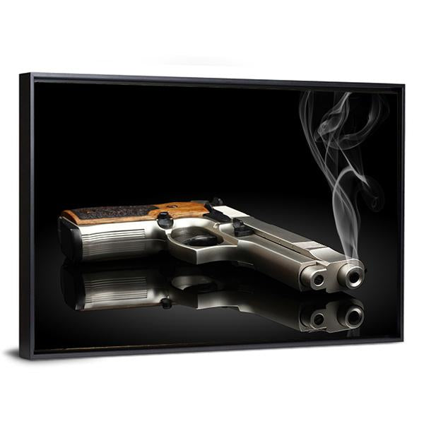 Chromed Handgun Canvas Wall Art-3 Horizontal-Gallery Wrap-25" x 16"-Tiaracle