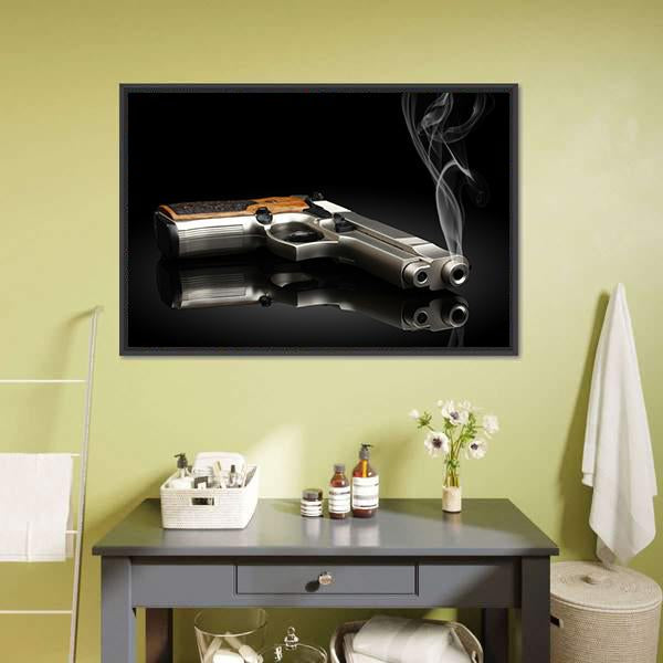 Chromed Handgun Canvas Wall Art-3 Horizontal-Gallery Wrap-25" x 16"-Tiaracle