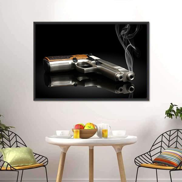 Chromed Handgun Canvas Wall Art-1 Piece-Floating Frame-24" x 16"-Tiaracle