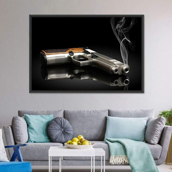 Chromed Handgun Canvas Wall Art-3 Horizontal-Gallery Wrap-25" x 16"-Tiaracle