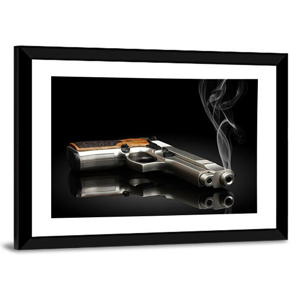 Chromed Handgun Canvas Wall Art-3 Horizontal-Gallery Wrap-25" x 16"-Tiaracle