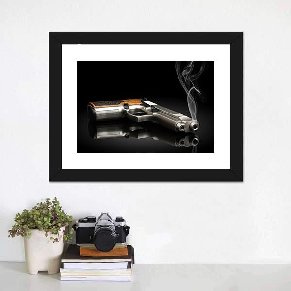 Chromed Handgun Canvas Wall Art-3 Horizontal-Gallery Wrap-25" x 16"-Tiaracle