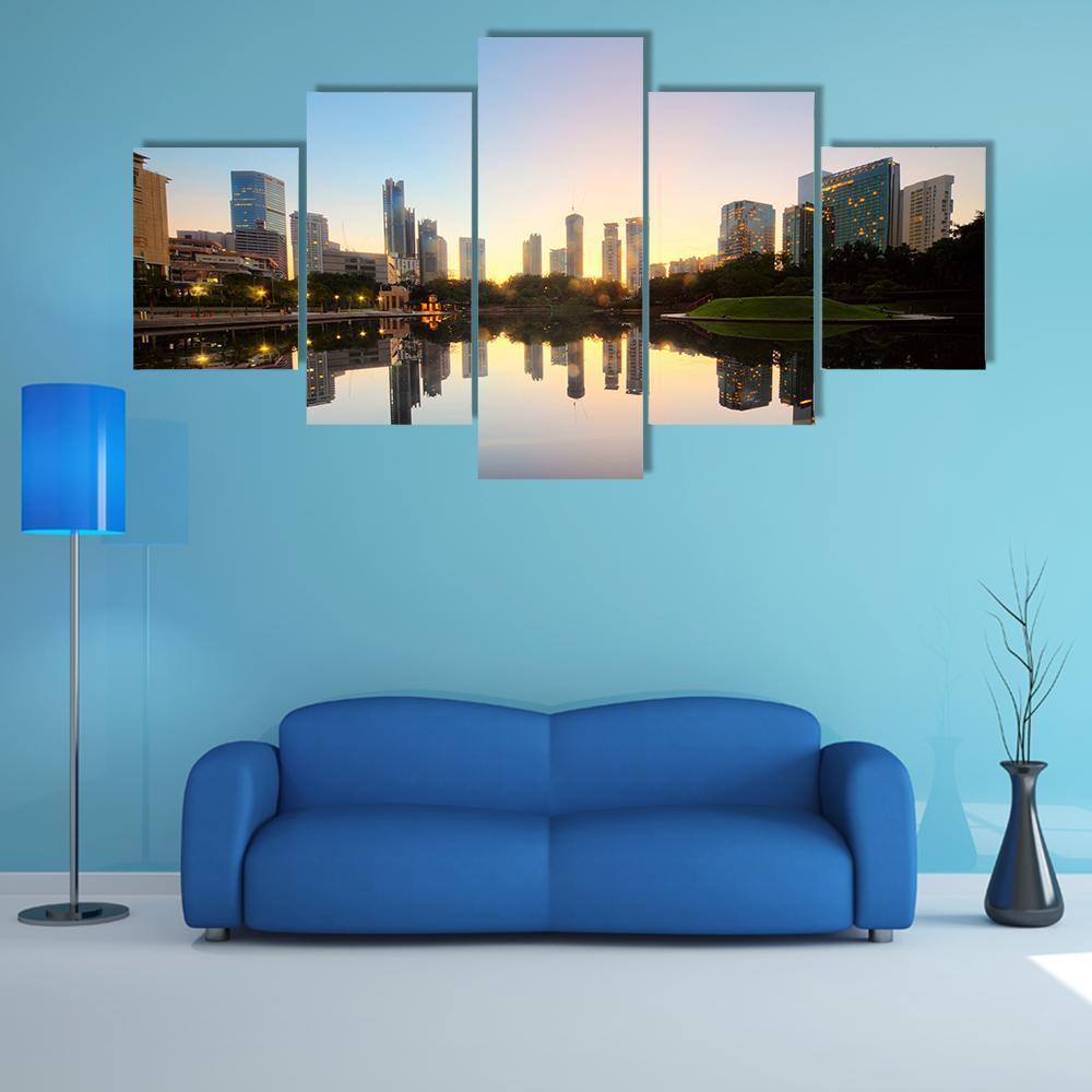 City Skyline Of Kuala Lumpur Canvas Wall Art-5 Star-Gallery Wrap-62" x 32"-Tiaracle