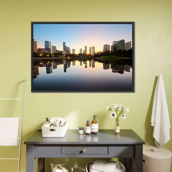 City Skyline Of Kuala Lumpur Canvas Wall Art-3 Horizontal-Gallery Wrap-25" x 16"-Tiaracle