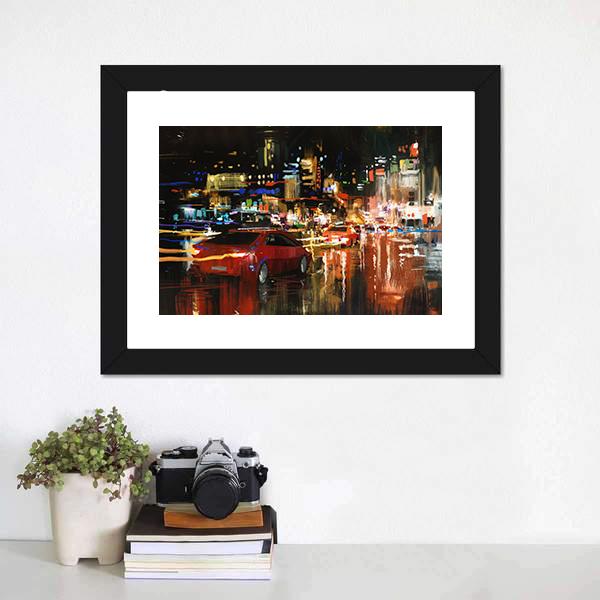 Street At Night Canvas Wall Art-3 Horizontal-Gallery Wrap-25" x 16"-Tiaracle