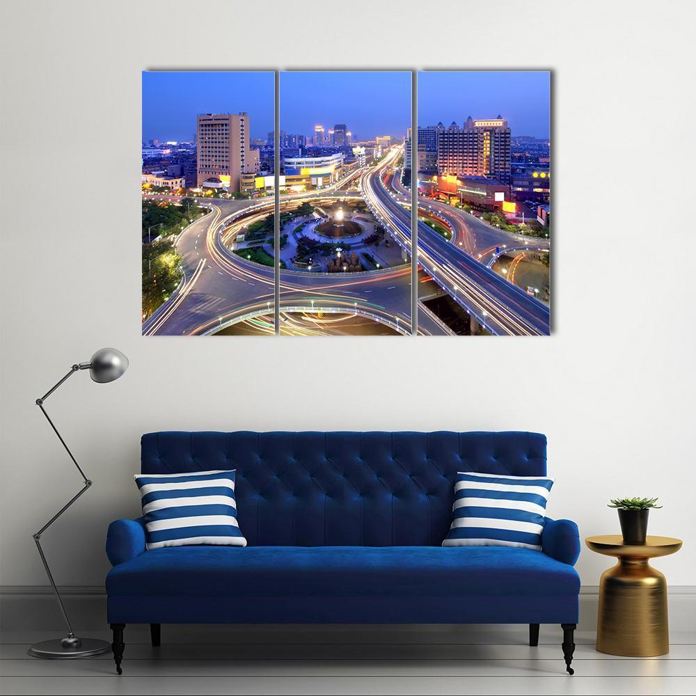 Cityscape Of Nanchang Canvas Wall Art-3 Horizontal-Gallery Wrap-37" x 24"-Tiaracle