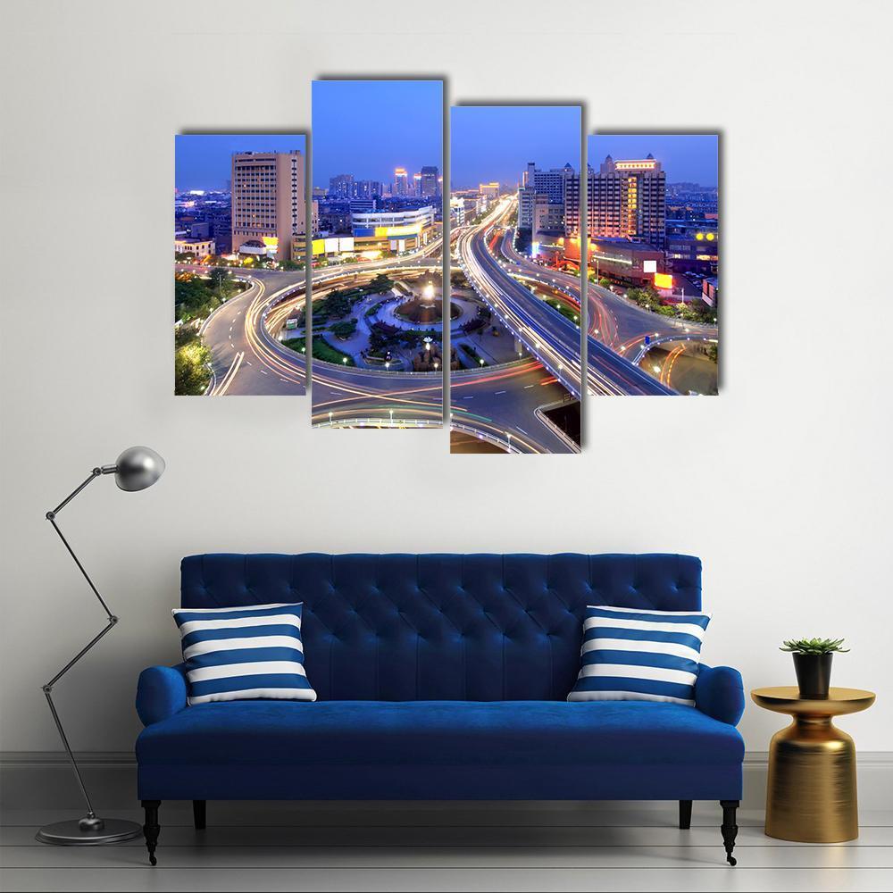 Cityscape Of Nanchang Canvas Wall Art-4 Pop-Gallery Wrap-50" x 32"-Tiaracle