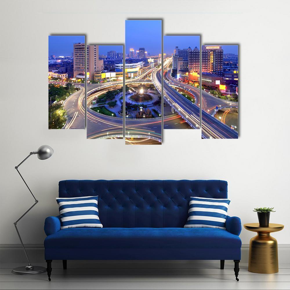 Cityscape Of Nanchang Canvas Wall Art-5 Pop-Gallery Wrap-47" x 32"-Tiaracle