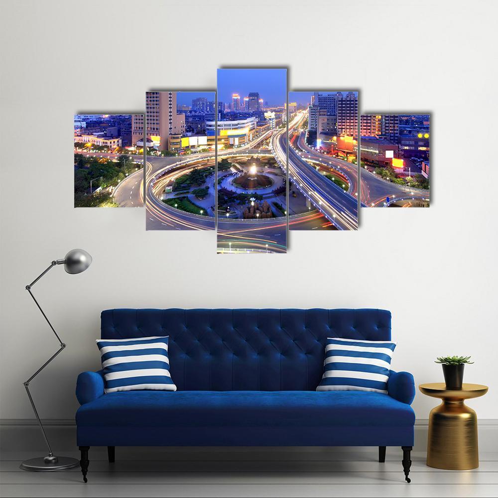 Cityscape Of Nanchang Canvas Wall Art-5 Star-Gallery Wrap-62" x 32"-Tiaracle