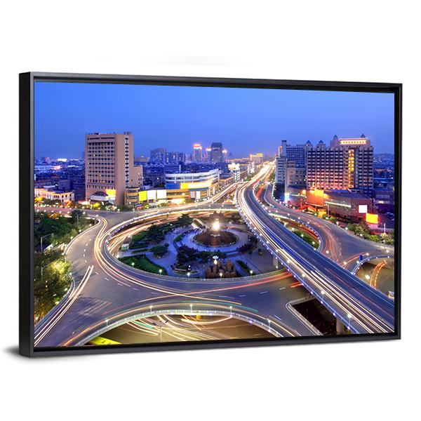 Cityscape Of Nanchang Canvas Wall Art-3 Horizontal-Gallery Wrap-25" x 16"-Tiaracle