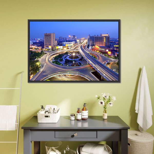 Cityscape Of Nanchang Canvas Wall Art-3 Horizontal-Gallery Wrap-25" x 16"-Tiaracle