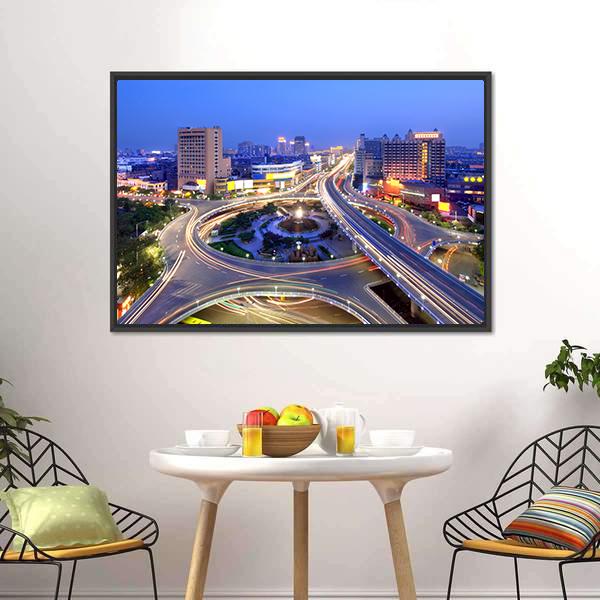 Cityscape Of Nanchang Canvas Wall Art-1 Piece-Floating Frame-24" x 16"-Tiaracle