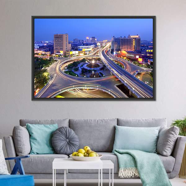 Cityscape Of Nanchang Canvas Wall Art-3 Horizontal-Gallery Wrap-25" x 16"-Tiaracle