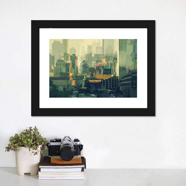 Urban Sky-Scrapers At Sunset Canvas Wall Art-3 Horizontal-Gallery Wrap-25" x 16"-Tiaracle