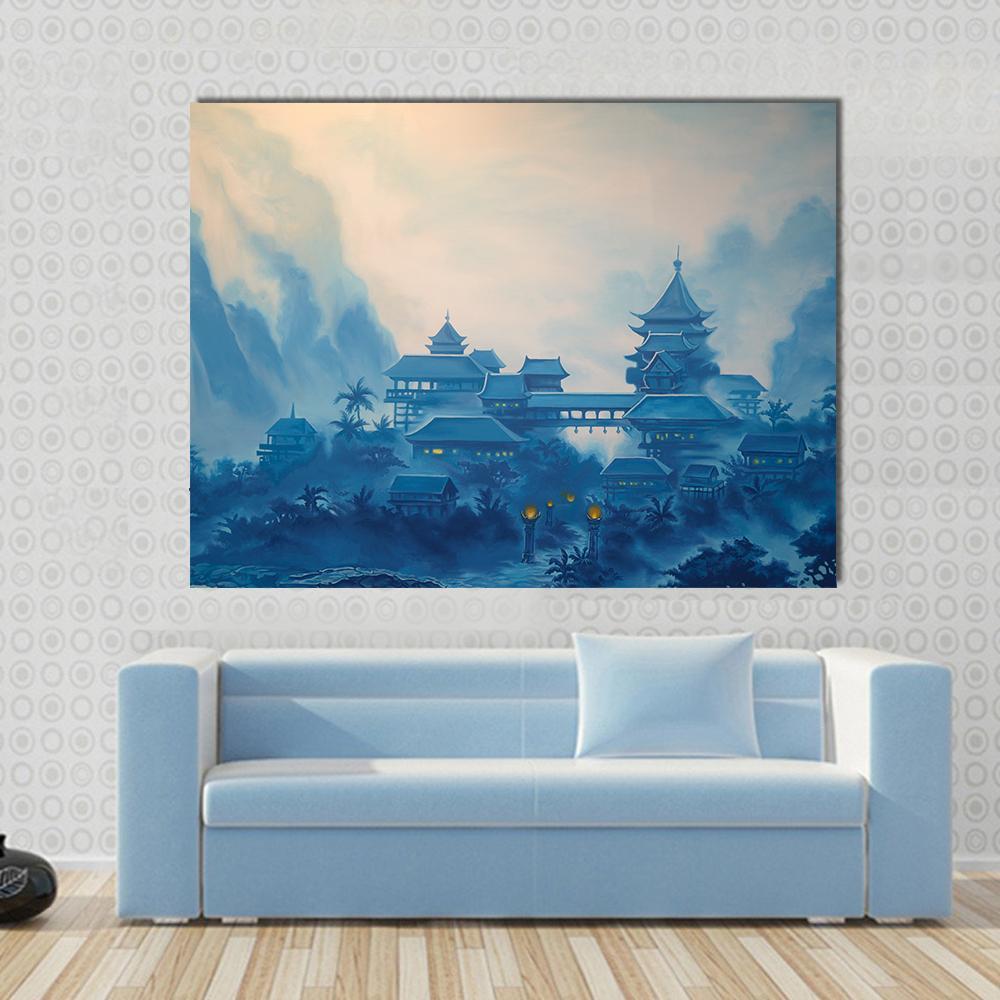 Classical Chinese Landscape Canvas Wall Art-1 Piece-Gallery Wrap-48" x 32"-Tiaracle