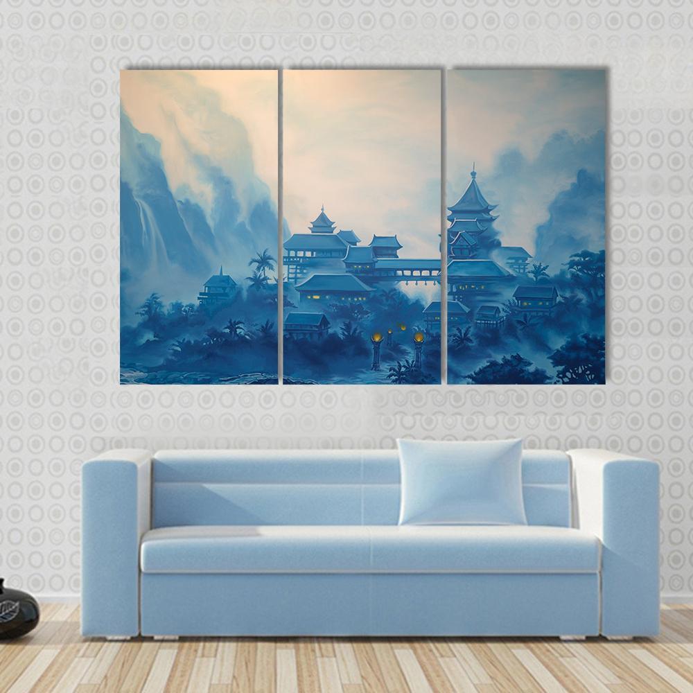 Classical Chinese Landscape Canvas Wall Art-3 Horizontal-Gallery Wrap-37" x 24"-Tiaracle