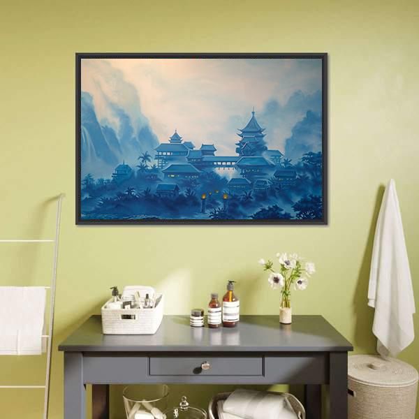 Classical Chinese Landscape Canvas Wall Art-3 Horizontal-Gallery Wrap-25" x 16"-Tiaracle