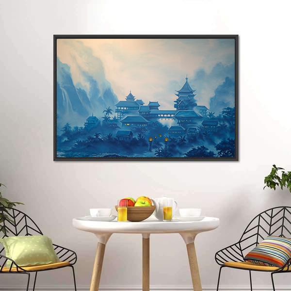 Classical Chinese Landscape Canvas Wall Art-1 Piece-Floating Frame-24" x 16"-Tiaracle