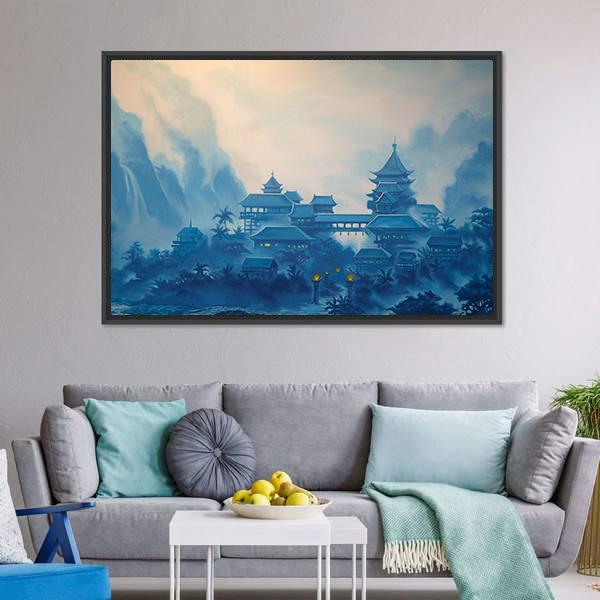 Classical Chinese Landscape Canvas Wall Art-3 Horizontal-Gallery Wrap-25" x 16"-Tiaracle