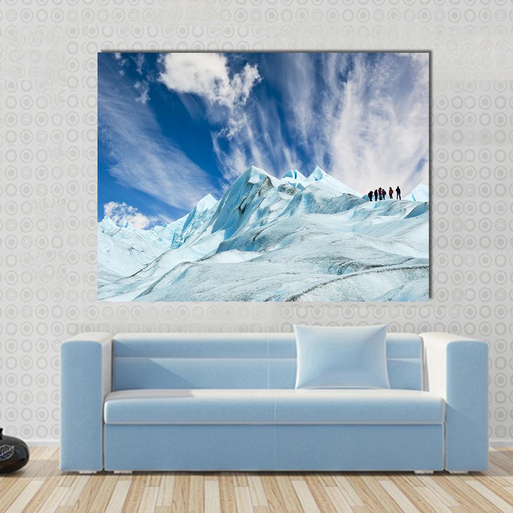 Climbers On Moreno Glacier Canvas Wall Art-1 Piece-Gallery Wrap-48" x 32"-Tiaracle