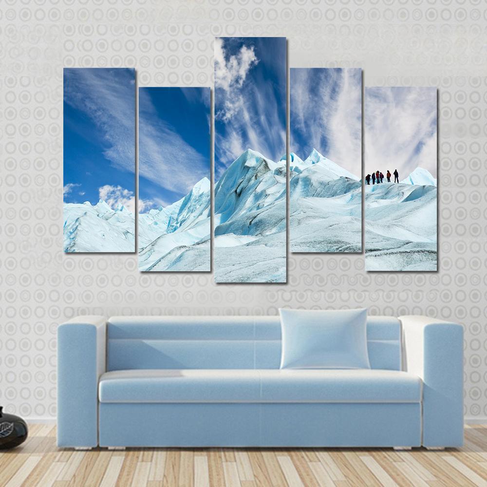 Climbers On Moreno Glacier Canvas Wall Art-5 Pop-Gallery Wrap-47" x 32"-Tiaracle