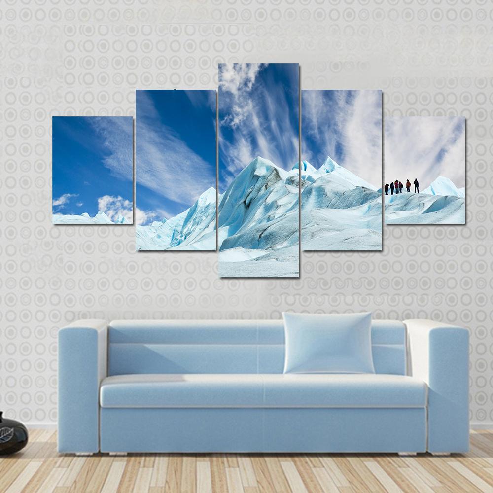 Climbers On Moreno Glacier Canvas Wall Art-5 Star-Gallery Wrap-62" x 32"-Tiaracle