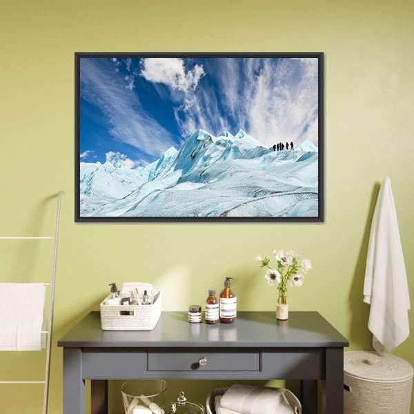 Climbers On Moreno Glacier Canvas Wall Art-3 Horizontal-Gallery Wrap-25" x 16"-Tiaracle