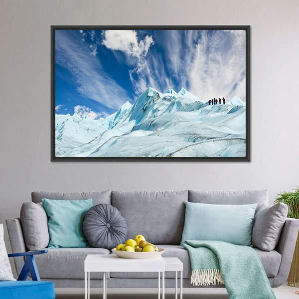 Climbers On Moreno Glacier Canvas Wall Art-3 Horizontal-Gallery Wrap-25" x 16"-Tiaracle